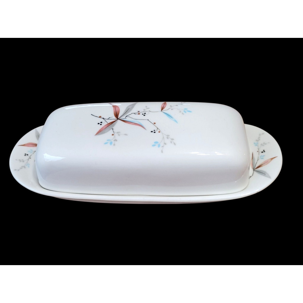 Vintage SYRACUSE Mid Century Covered Butter Dish In The Finesse Pattern RARE